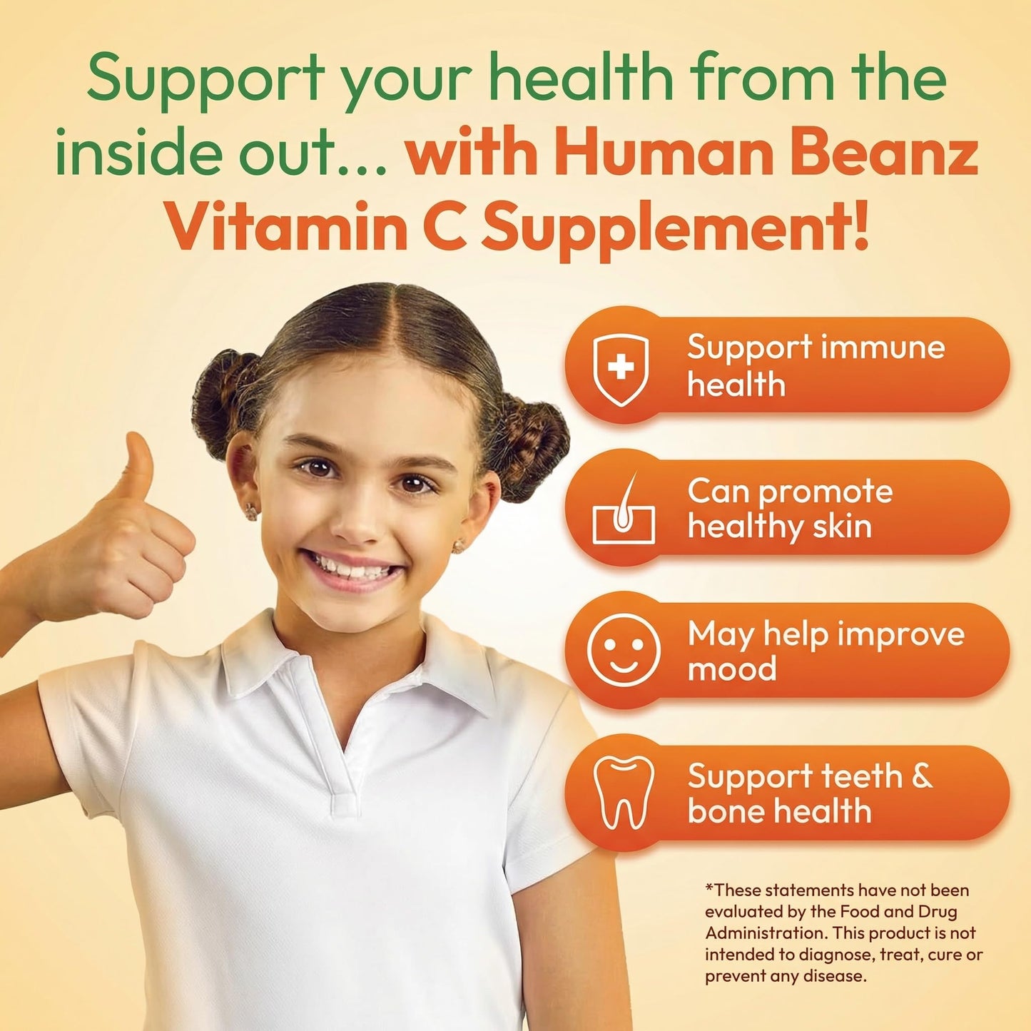 Human Beanz Vitamin C Jelly Bean Gummies for Kids, Gummy, 120 Count