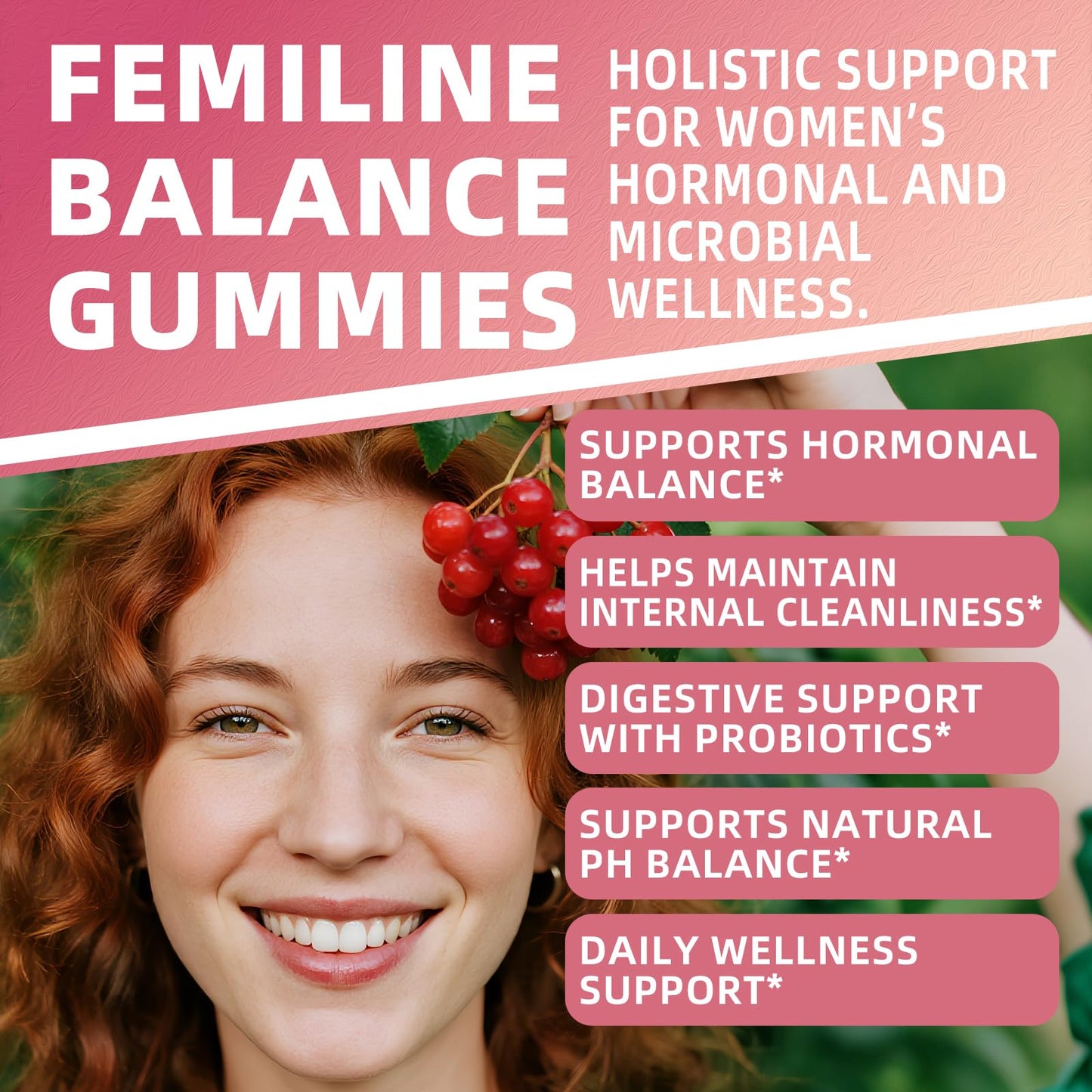 Faroromy Feminine Balance Gummies for Women, Cranberry, 60 Gummies
