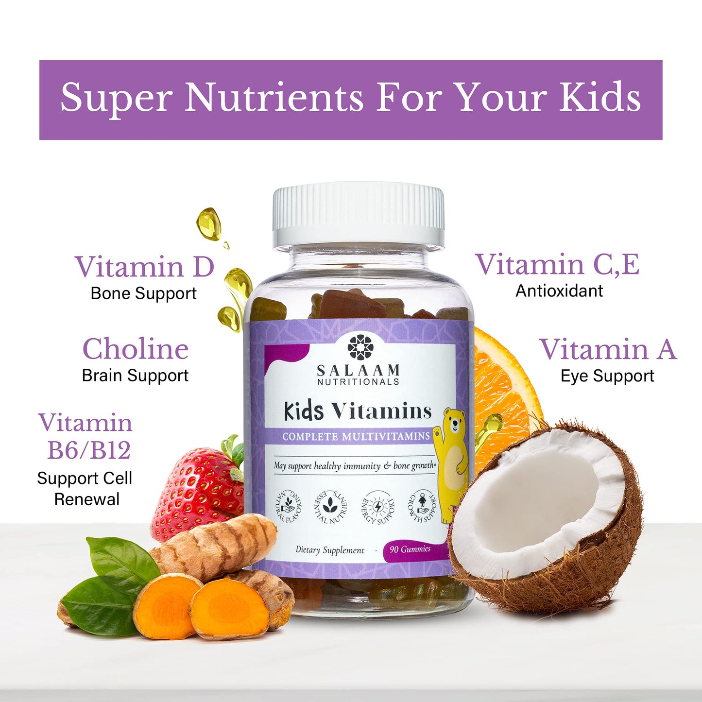 Salaam Nutritionals Multivitamins for Kids Gummy 90 Count