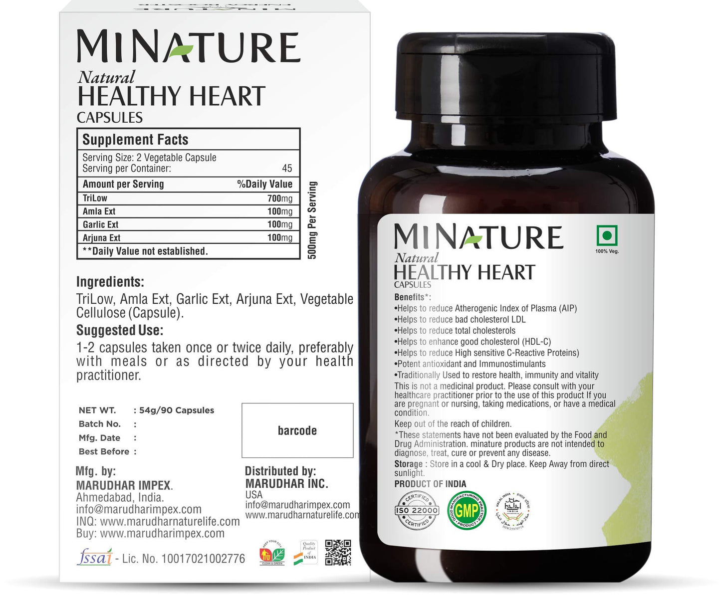 Minature Healthy Heart Capsules 90 Veg Capsules