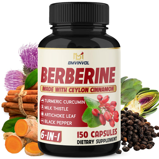 BMVINVOL Berberine with Ceylon Cinnamon, Turmeric, Milk Thistle, Artichoke, Black Pepper 150 Capsules