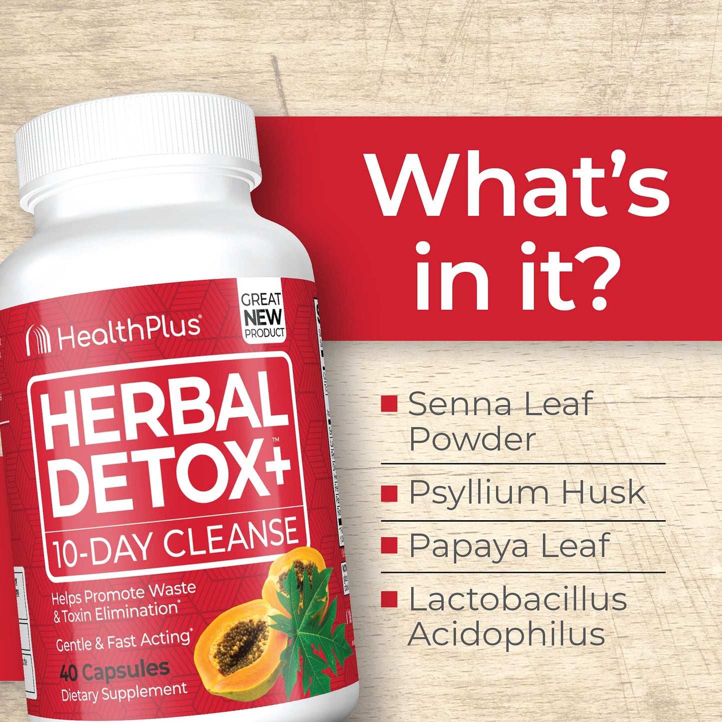 Health Plus Herbal Detox+ (10-Day Cleanse) Capsule 40 Count
