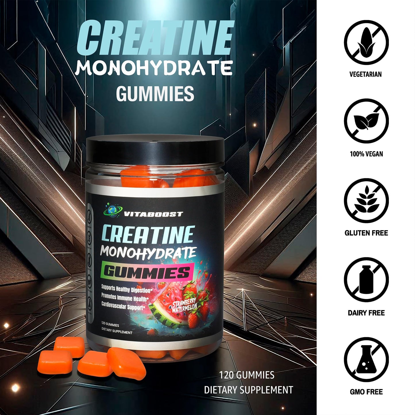 VitaBoost Creatine Gummies Chewable 120 Count