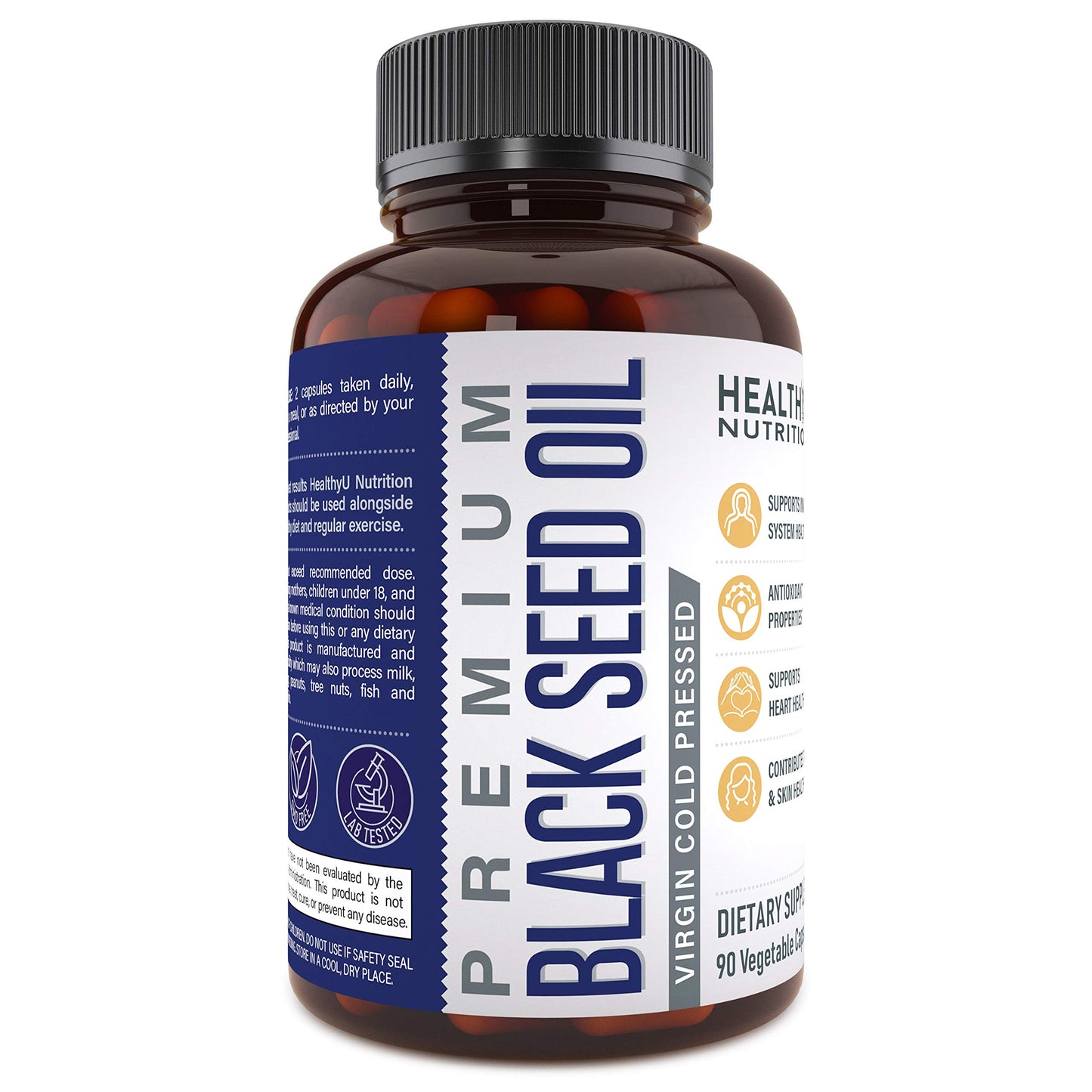 HEALTHYU NUTRITION Vegan Black Cumin Seed Oil Capsules 1000mg Cold Pressed Nigella Sativa 1 Count