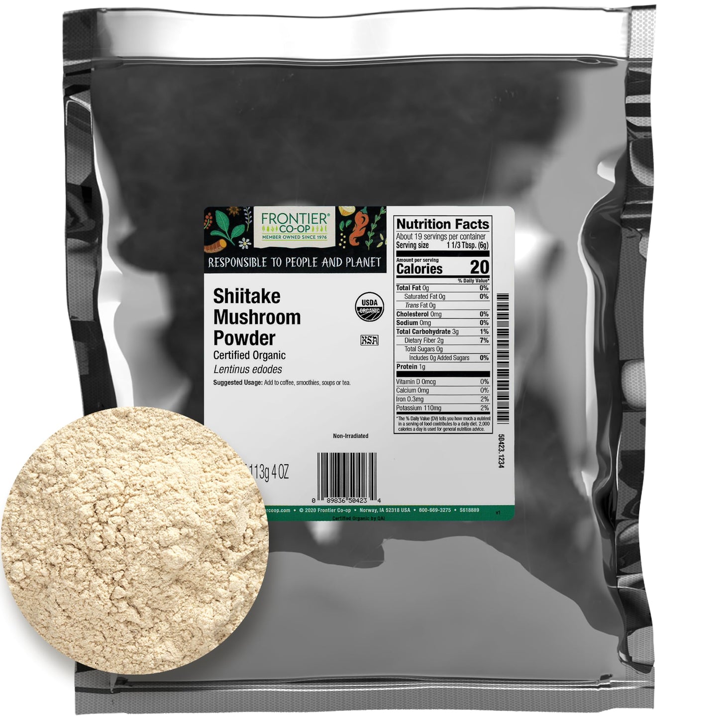 Frontier Co-op Premium Organic Shiitake Mushroom Powder 4 Ounce