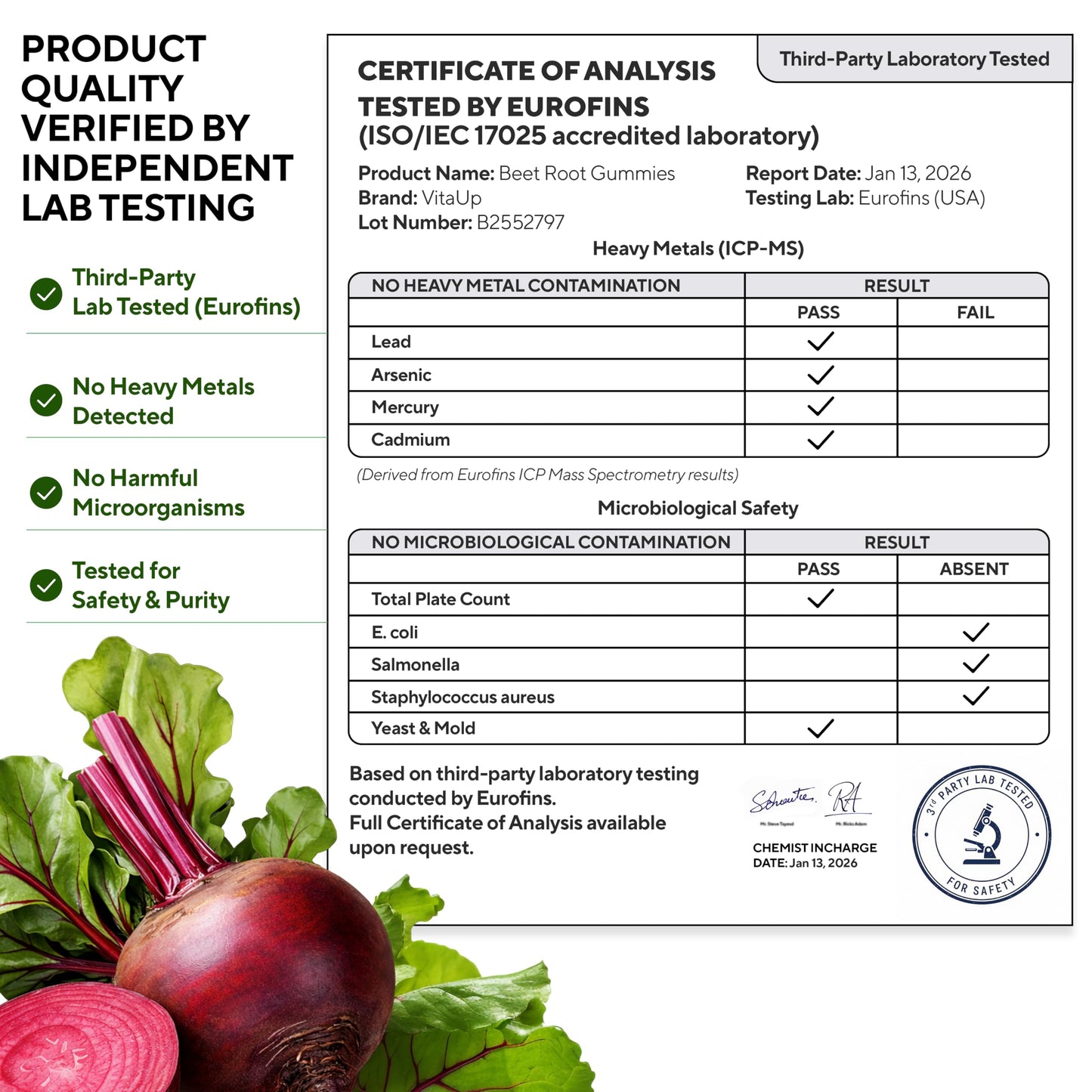 VitaUp Beet Root Gummies 60 Count