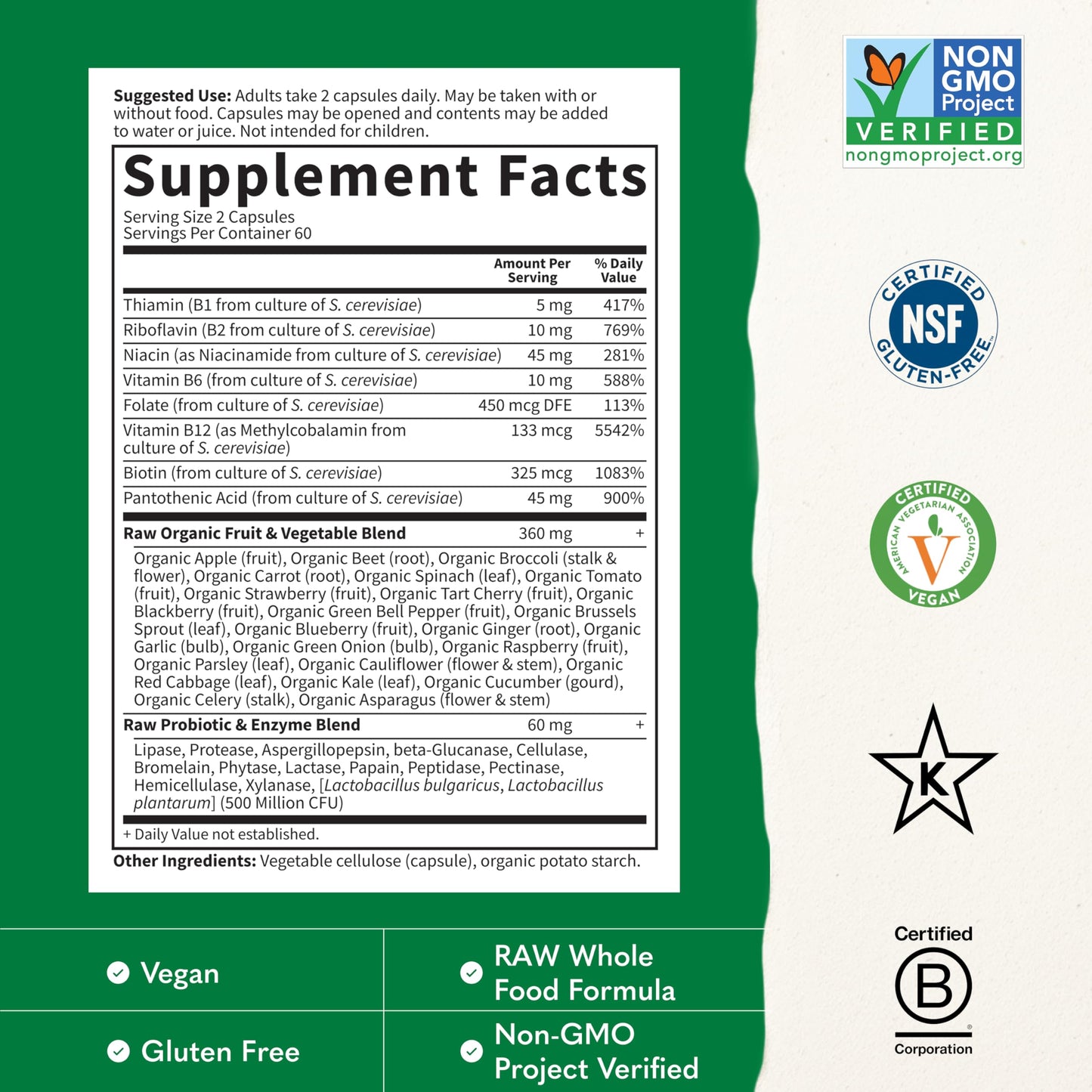 Garden of Life Vitamin B Complex Capsule 120 Count