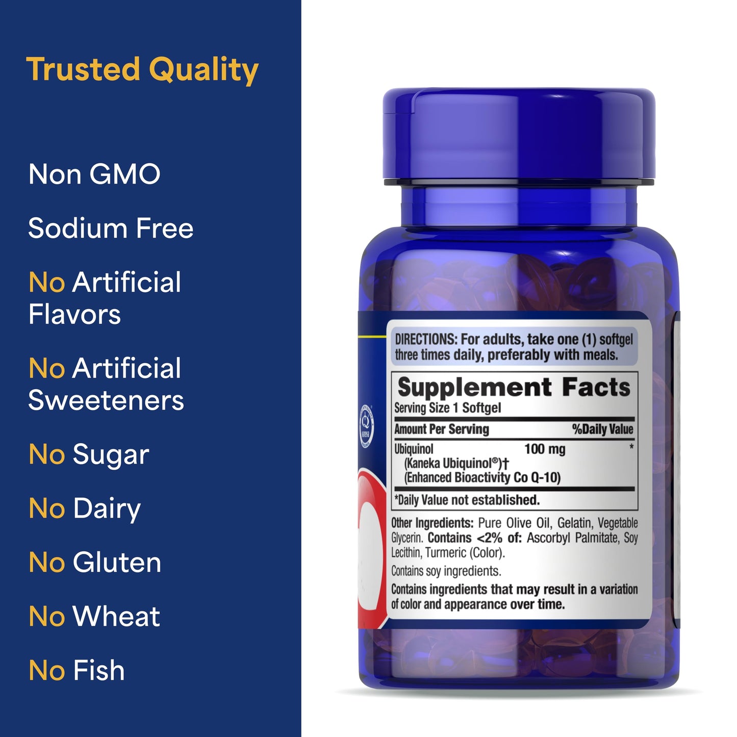 Puritan's Pride Ubiquinol CoQ10 100mg Softgels, 60 Count