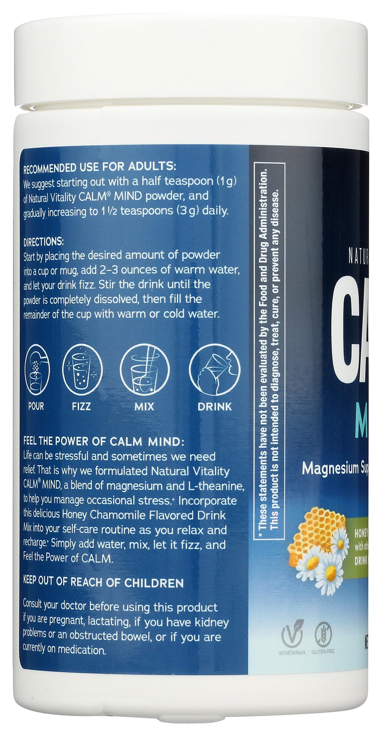 Natural Vitality Honey Chamomile Calm Mind Powder 6 Ounce