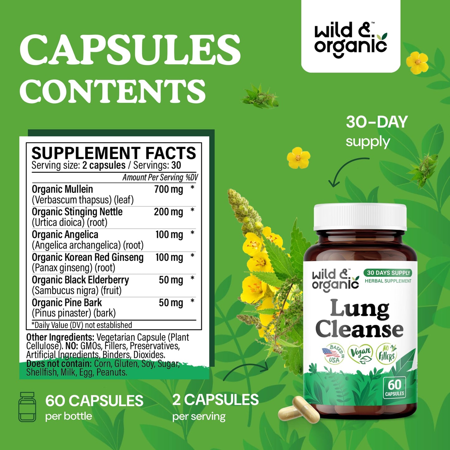 Wild & Organic Lung Cleanse Capsule, 60 Count