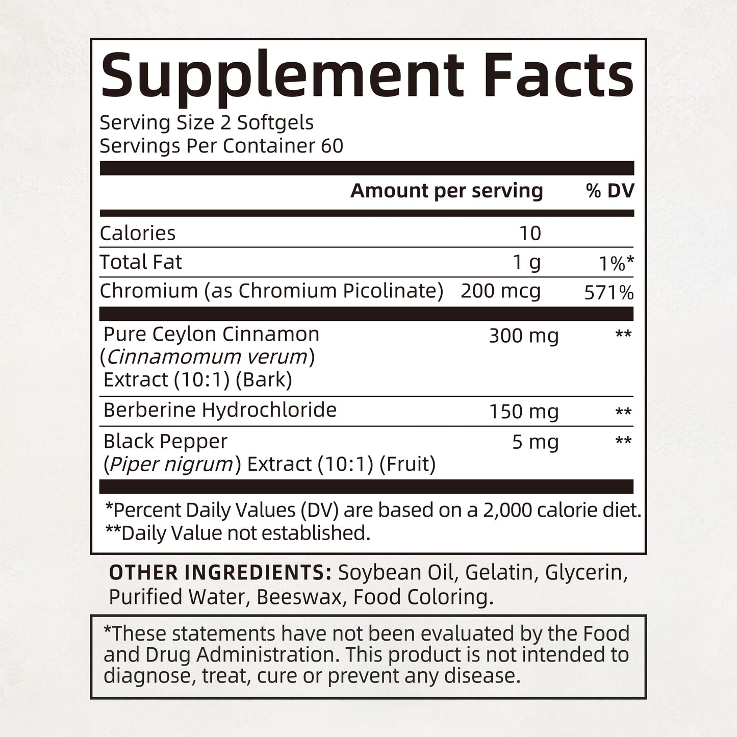 Alliwise Ceylon Cinnamon Supplement with Berberine & Chromium Softgels, 240 Count