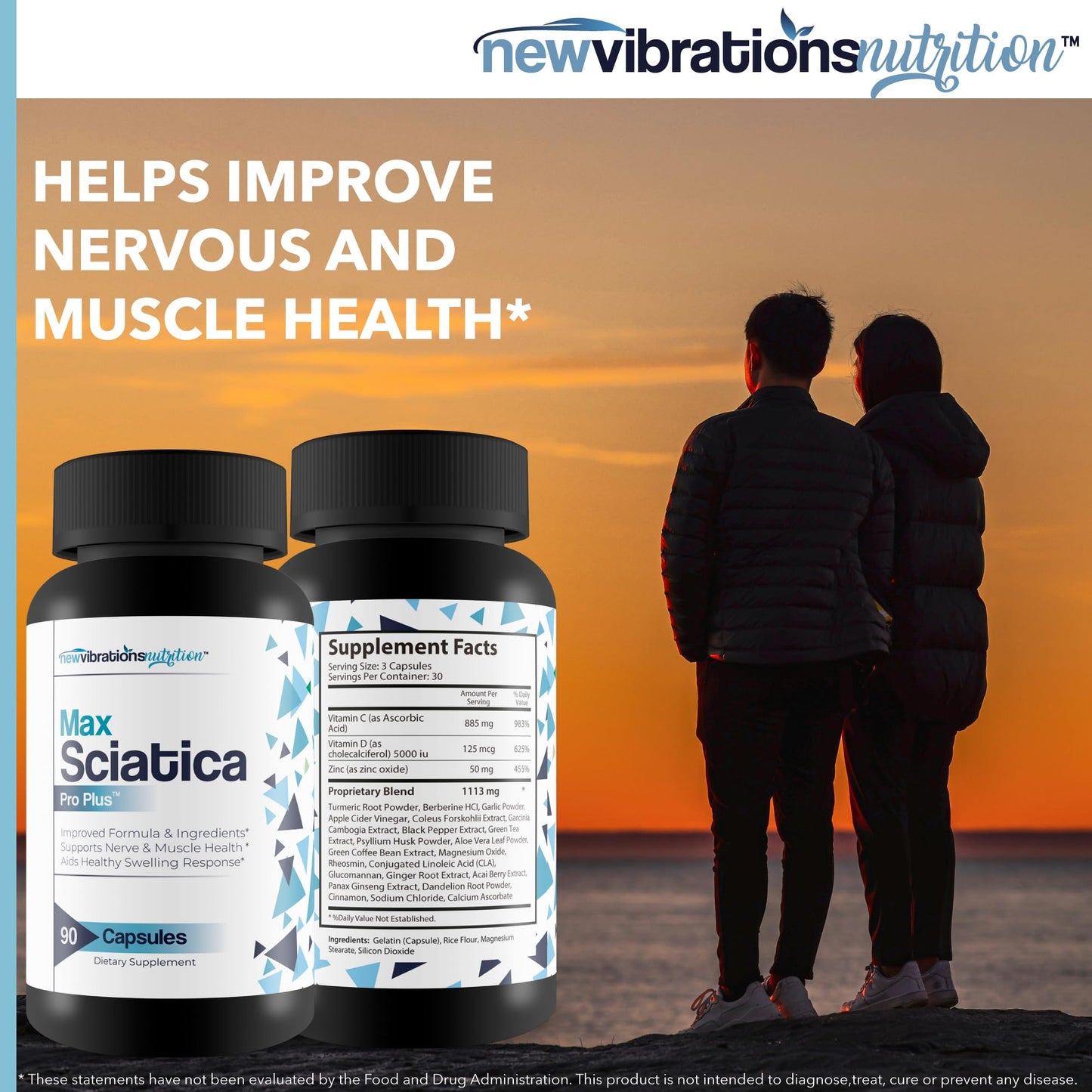 New Vibrations Nutrition Max Sciatica Pro Plus Capsules 90 Count