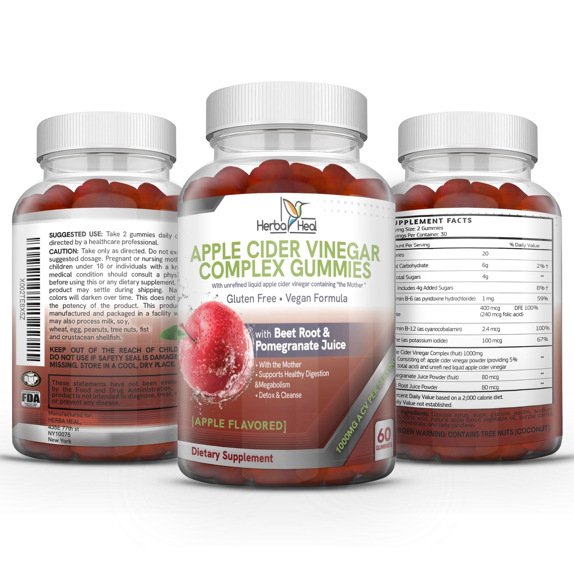 Herba Heal Apple Cider Vinegar Gummies, 60 Count