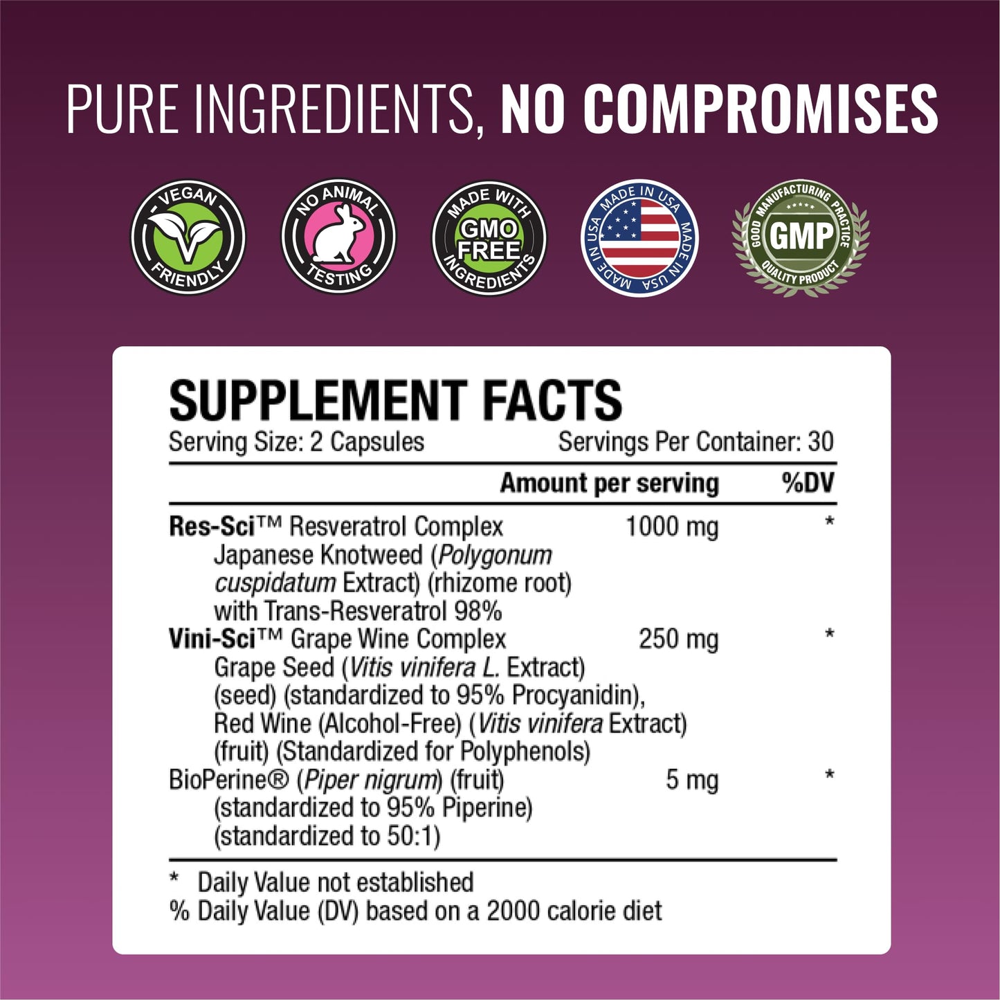 Approved Science Resveratrol 1000 mg Trans-Resveratrol Capsule, 60 Count