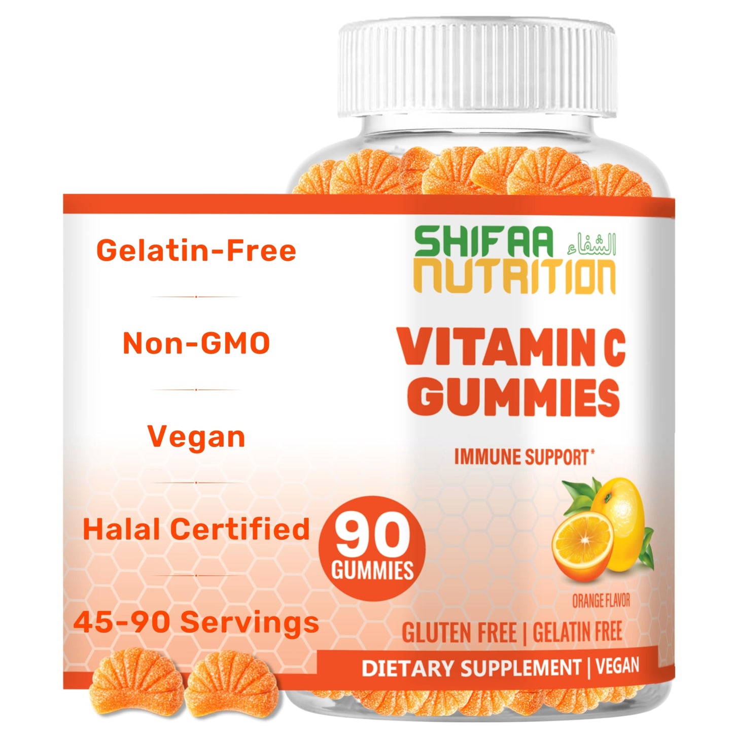 SHIFAA NUTRITION Vegan Vitamin C Gummies, 90 Count