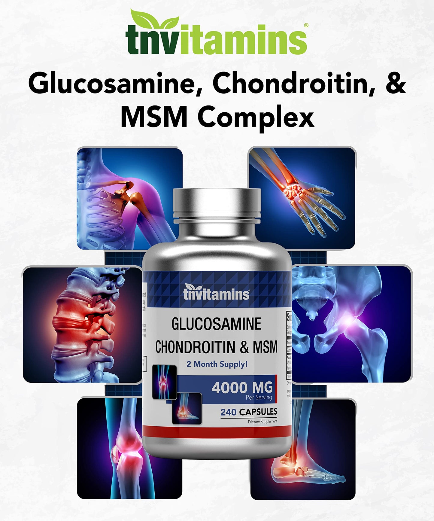 tnvitamins Boswellia Serrata 1200mg & Glucosamine, Chondroitin, MSM Complex 4000mg, 360 Capsules