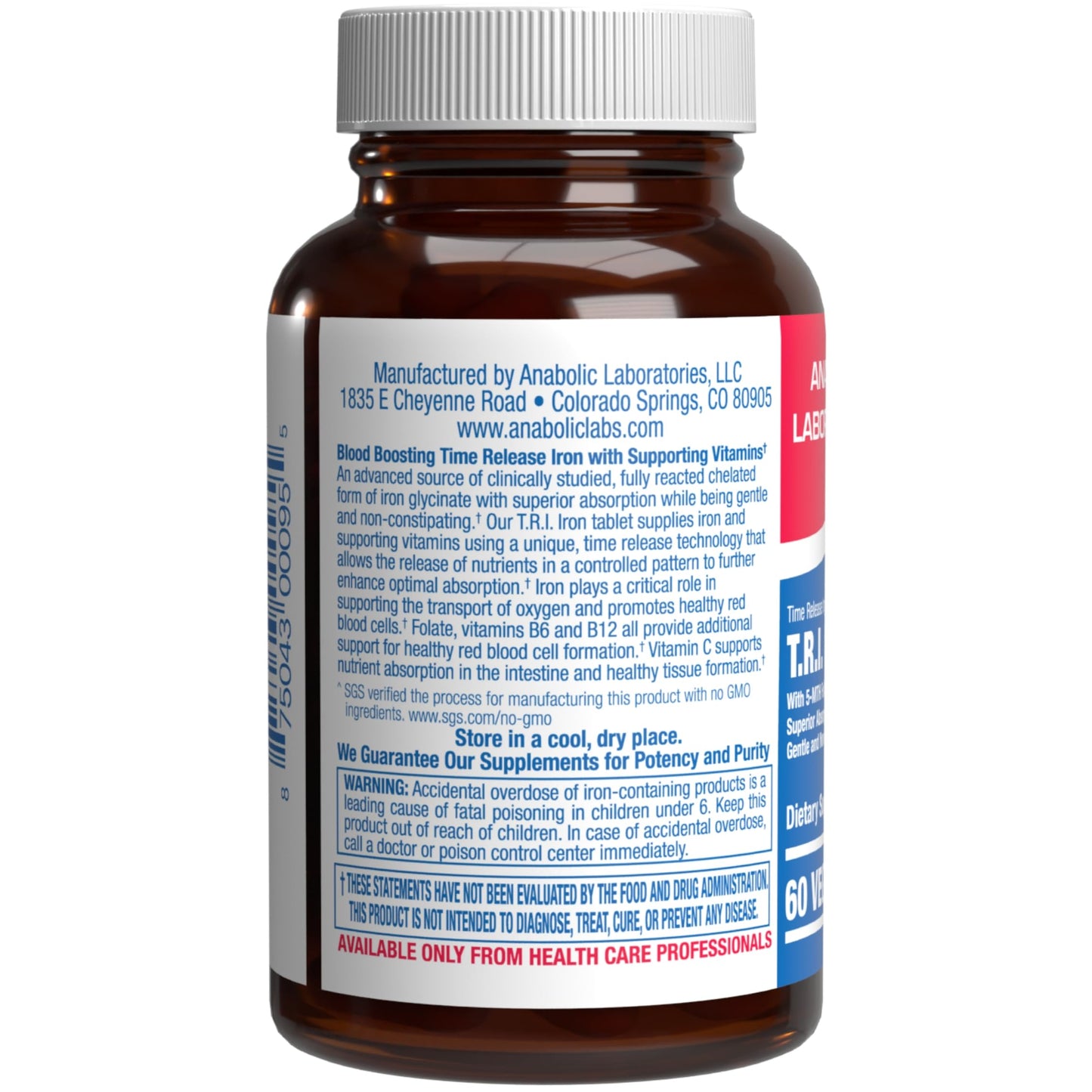 Anabolic Laboratories Slow Release Iron Supplement with Vitamin C Capsule, 60 Capsules