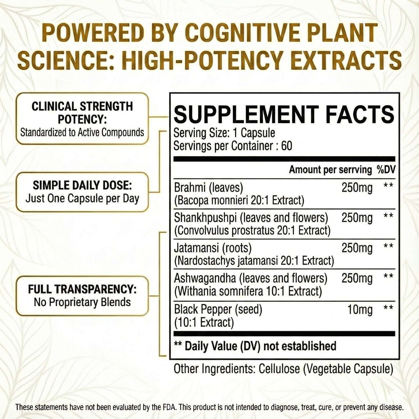 Pure Prana Bacopa Monnieri (Brahmi) Capsules, 60 Capsules