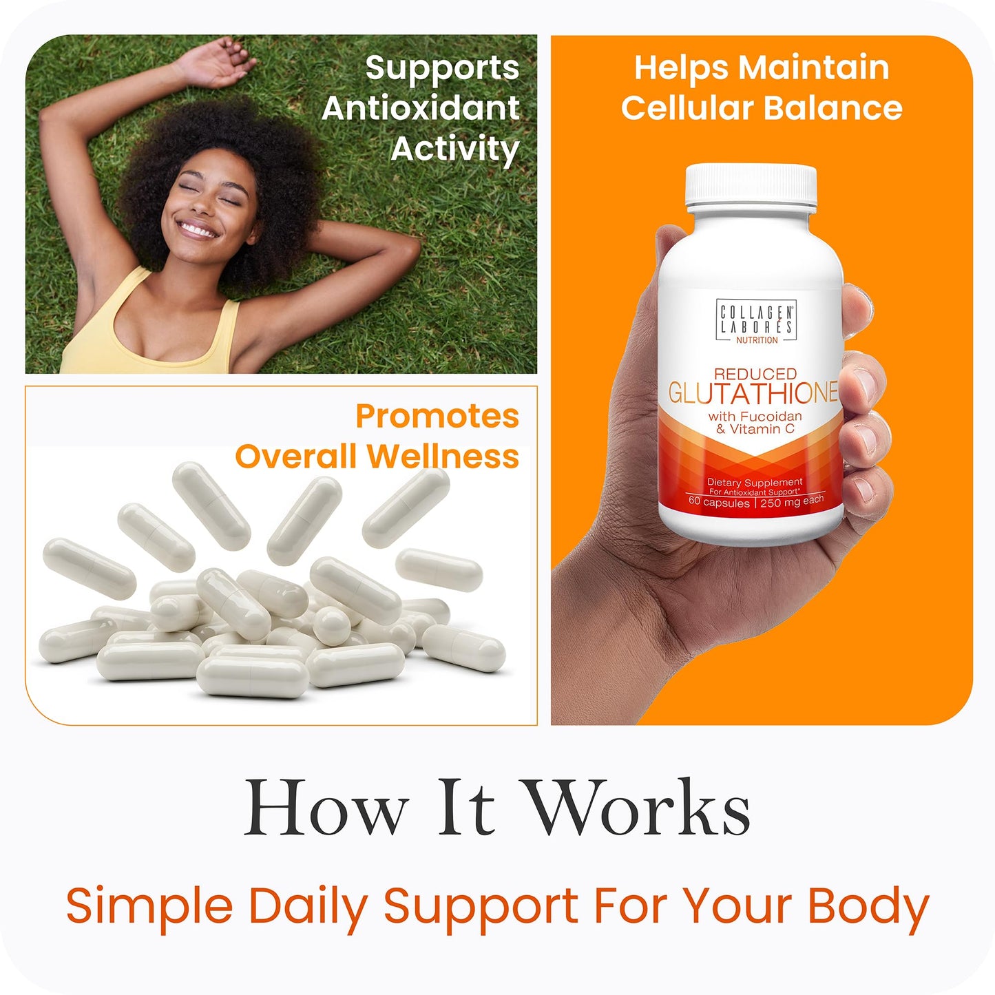 Collagen Laborés Advanced Glutathione Complex 500mg with Fucoidan & Vitamin C, 60 Capsules