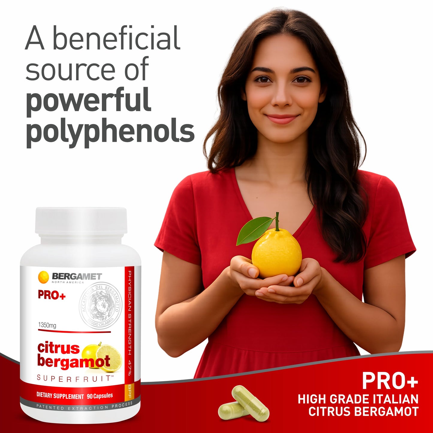 BergaMet Citrus Bergamot SuperFruit PRO+ Supplement Capsule, 90 Count
