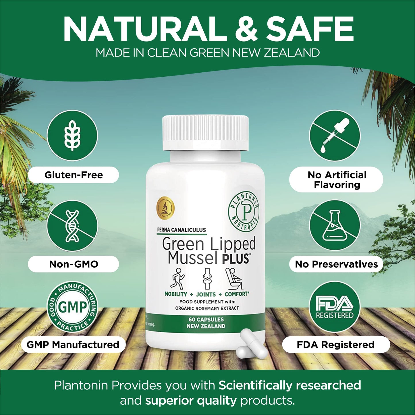 Plantonin Green Lipped Mussel with Omega-3 60 Capsules
