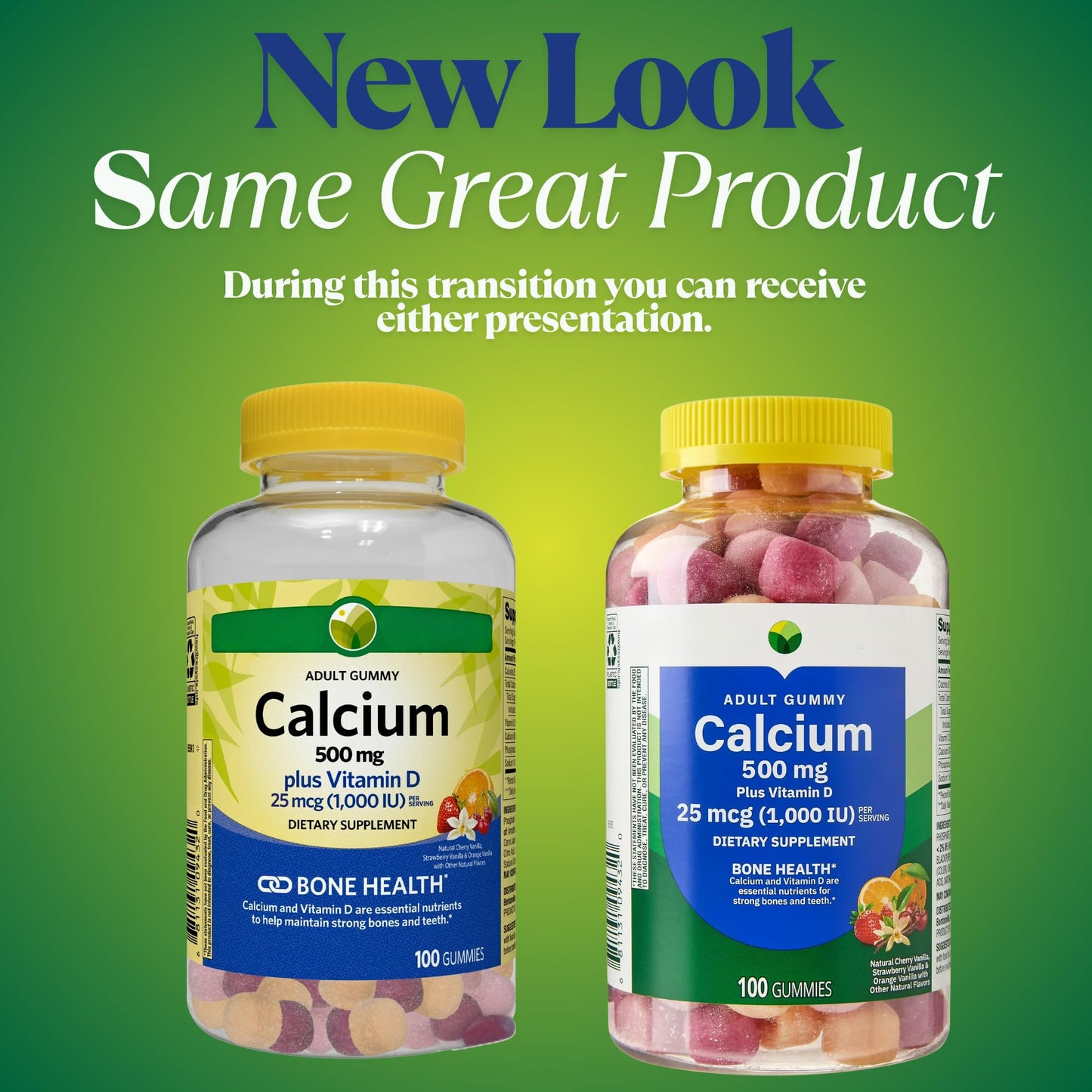KP+ Calcium Gummies 500 mg with Vitamin D 25 mcg (1,000 IU), 100 Gummies
