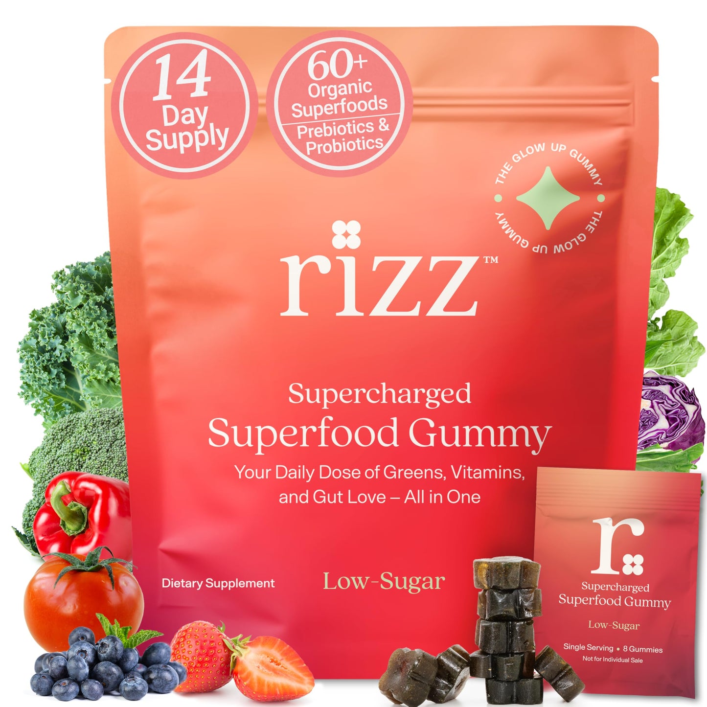 RIZZ Low Sugar Green Gummies 112 Count