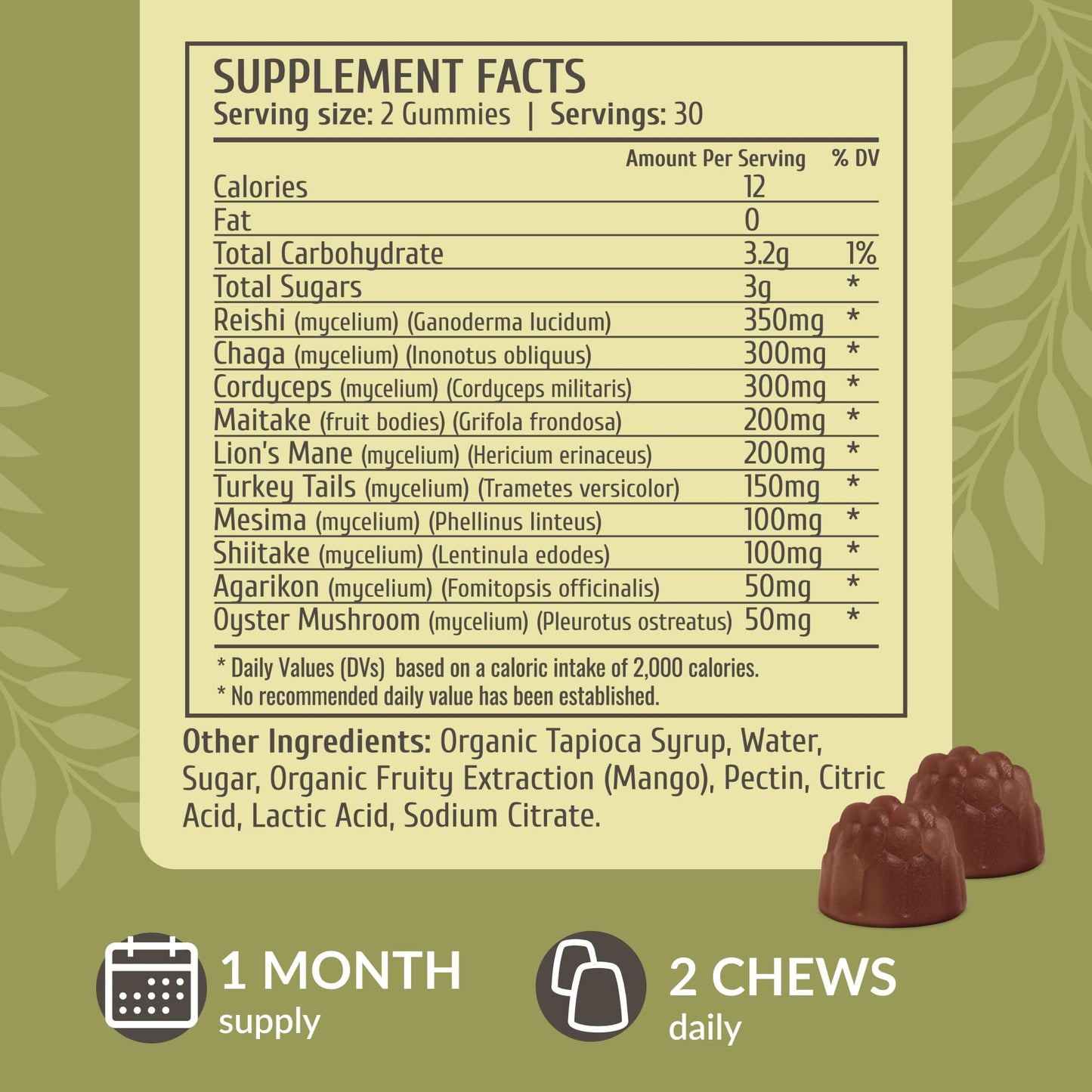 HERBAMAMA Immune Support Mushroom Gummies (Gummy, 60 Count)