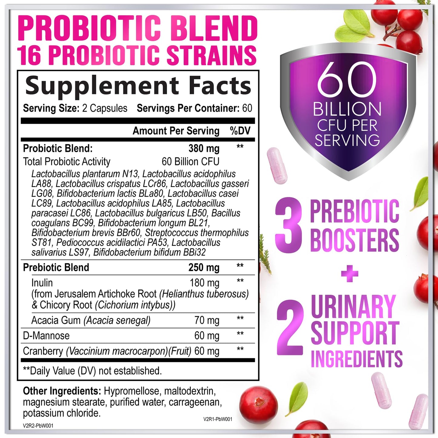 Hello Lovely! Probiotics for Women - Prebiotic and Probiotic Blend 60 Billion CFU Per Serving - 16 Strain Women's Probiotic for pH Balance & Vaginal Support - Digestive & Immune Support, Capsule, 120 Capsules