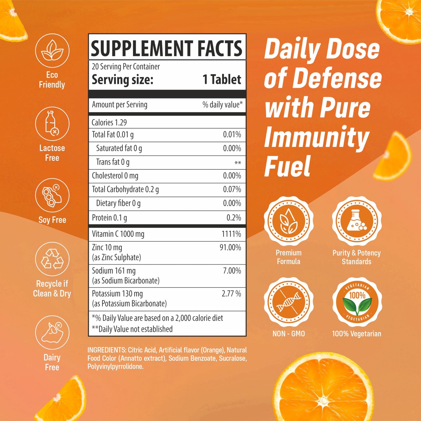 SAINEBIO Vitamin C 1000mg & Zinc 10mg Tablet, 1 Count