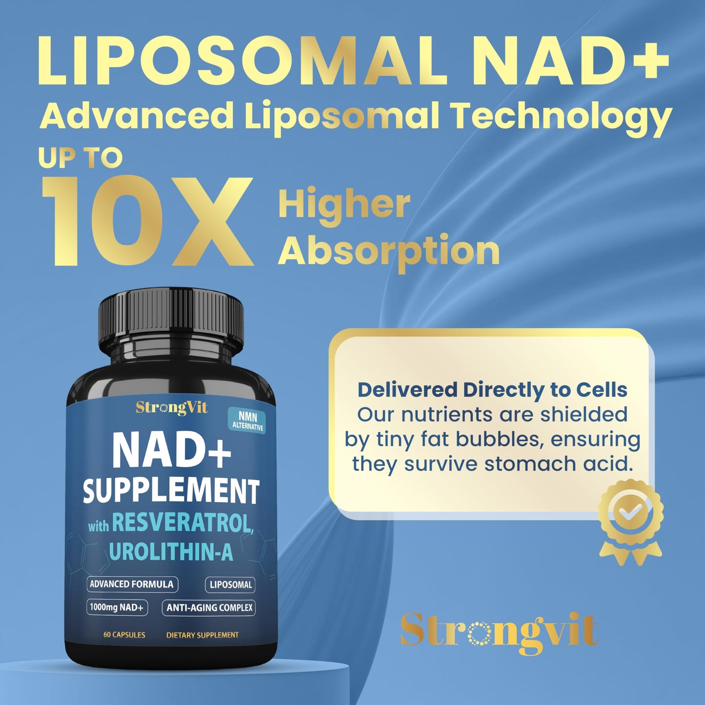 StrongVit NAD Resveratrol Supplement 60 Capsules