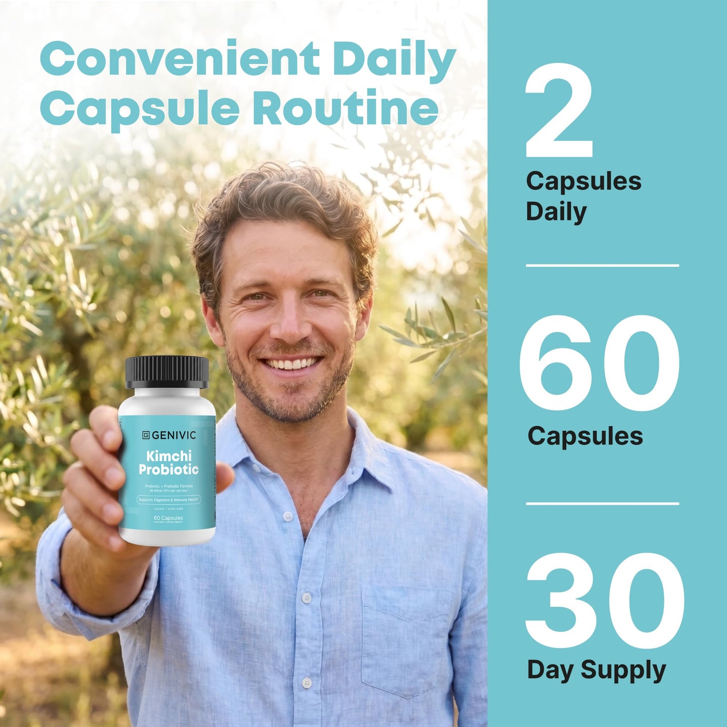 Genivic Kimchi Probiotic Capsules 60 Count