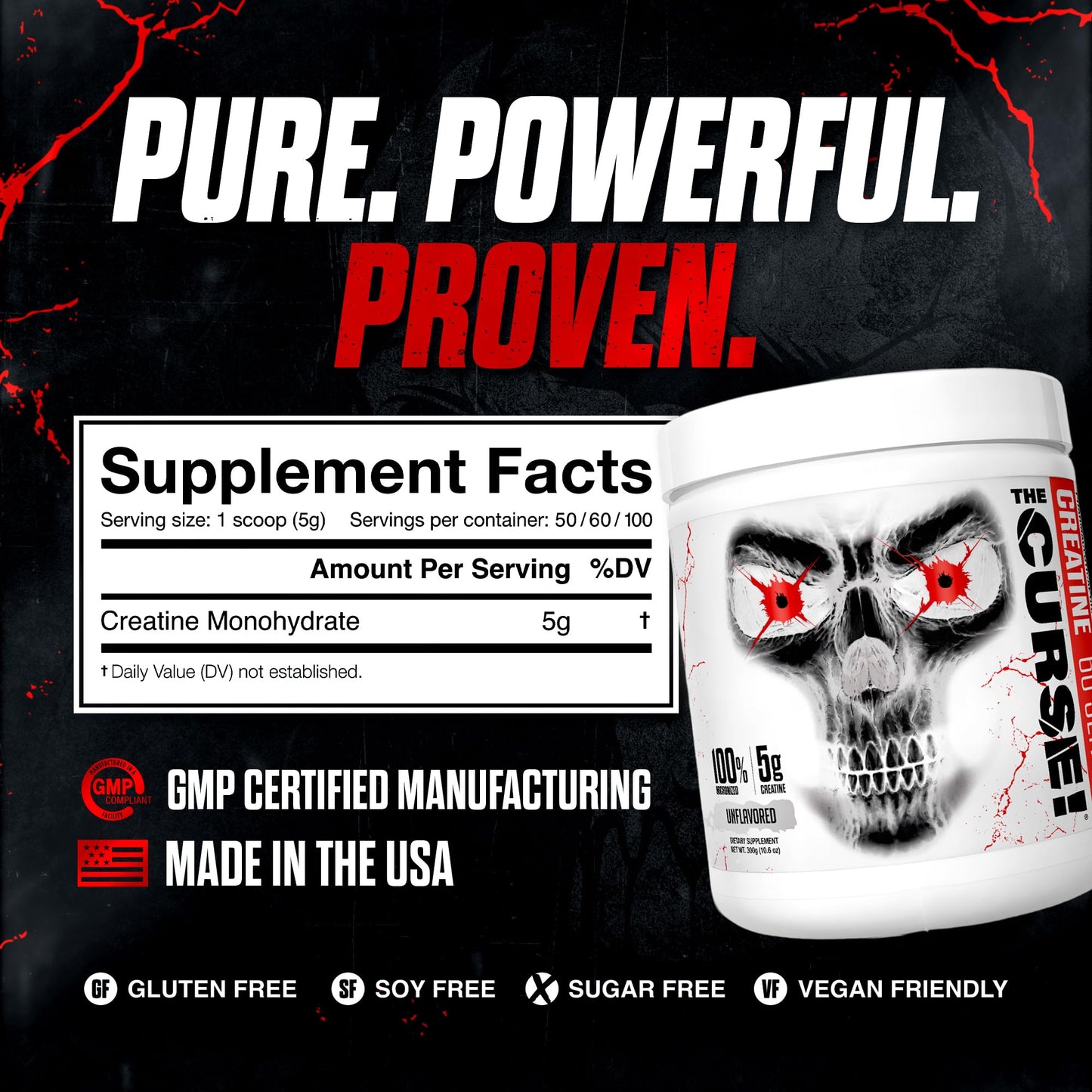 JNX SPORTS The Curse! Creatine Monohydrate Powder, 17.6 oz