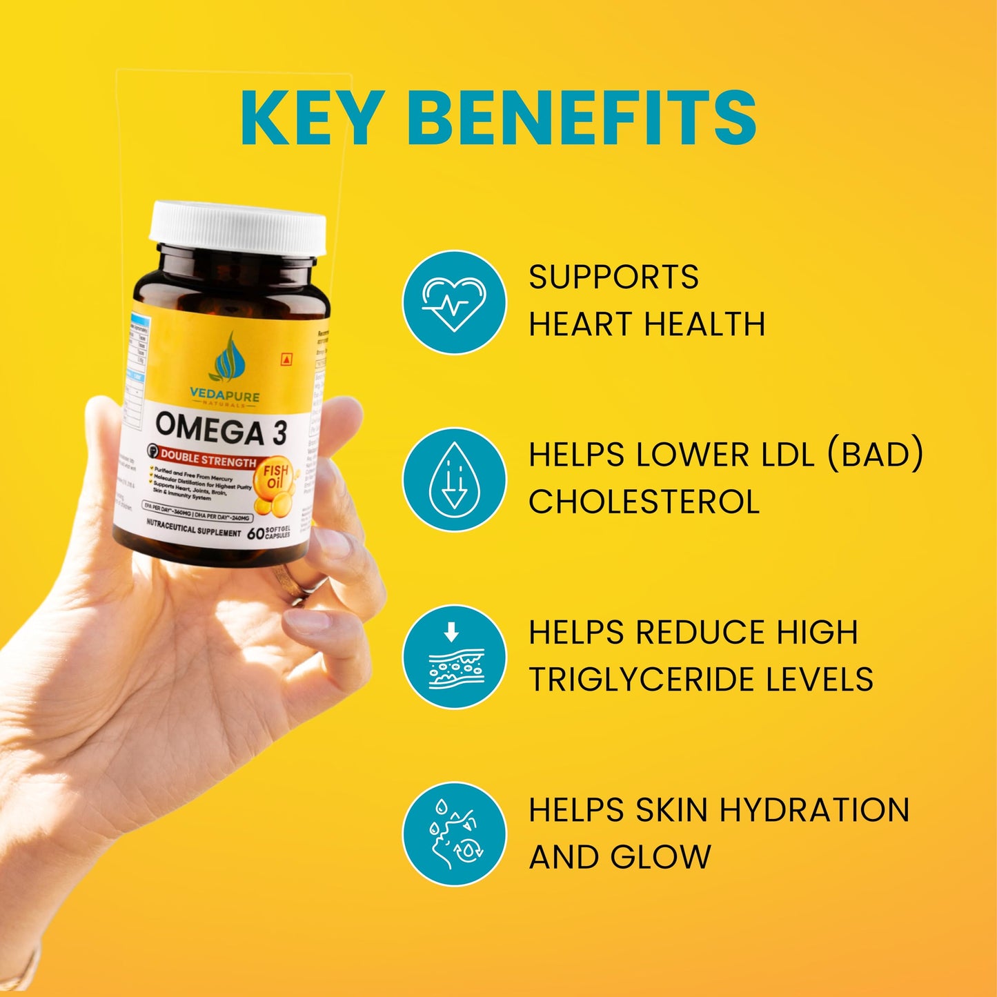 Vedapure Omega-3 Fish Oil Softgels, 60 Count