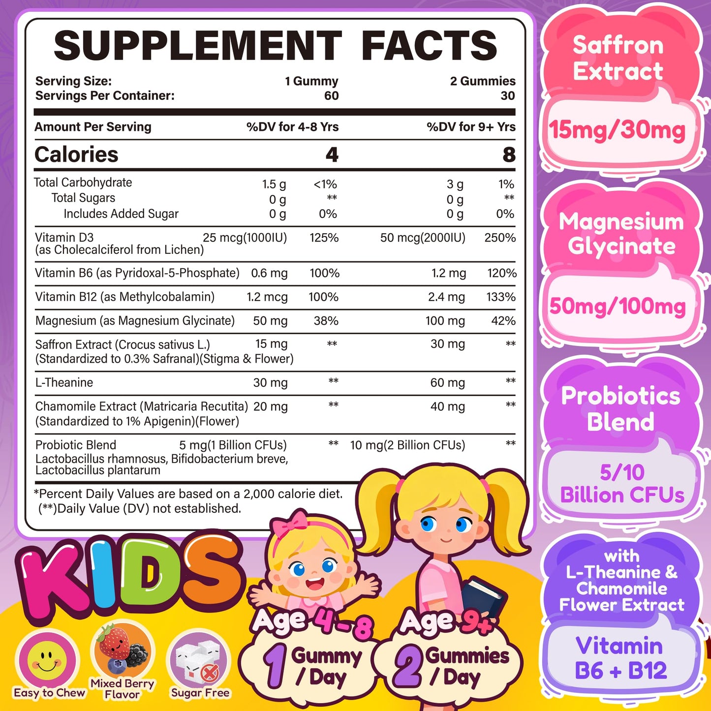 Nextdia Happy Saffron Gummies for Kids 60 Count