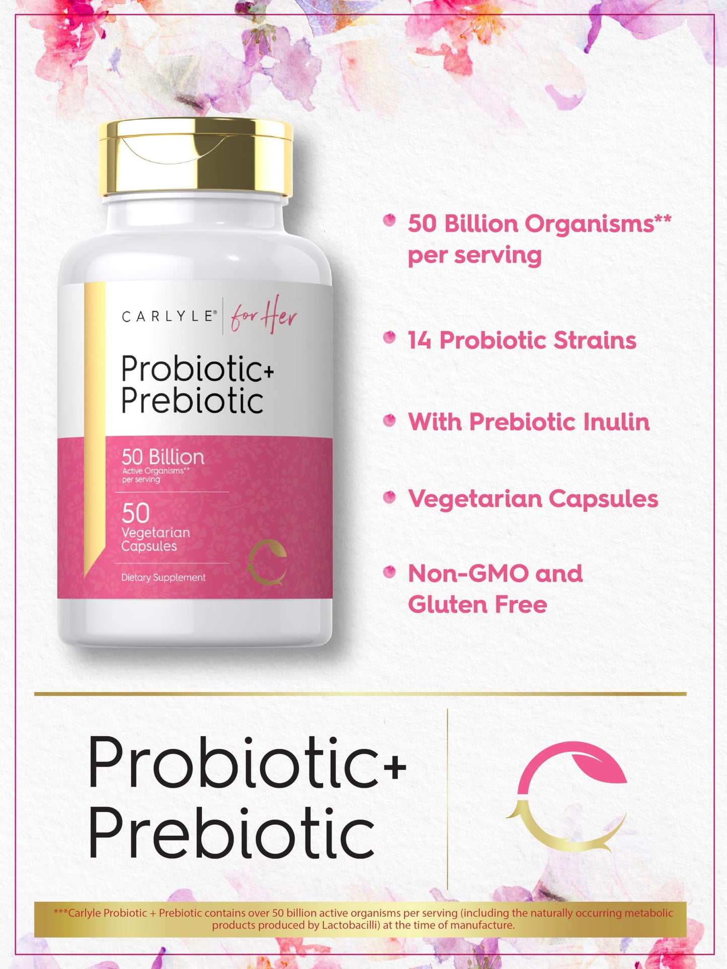 Carlyle Probiotic and Prebiotic for Women Capsule 50 Count