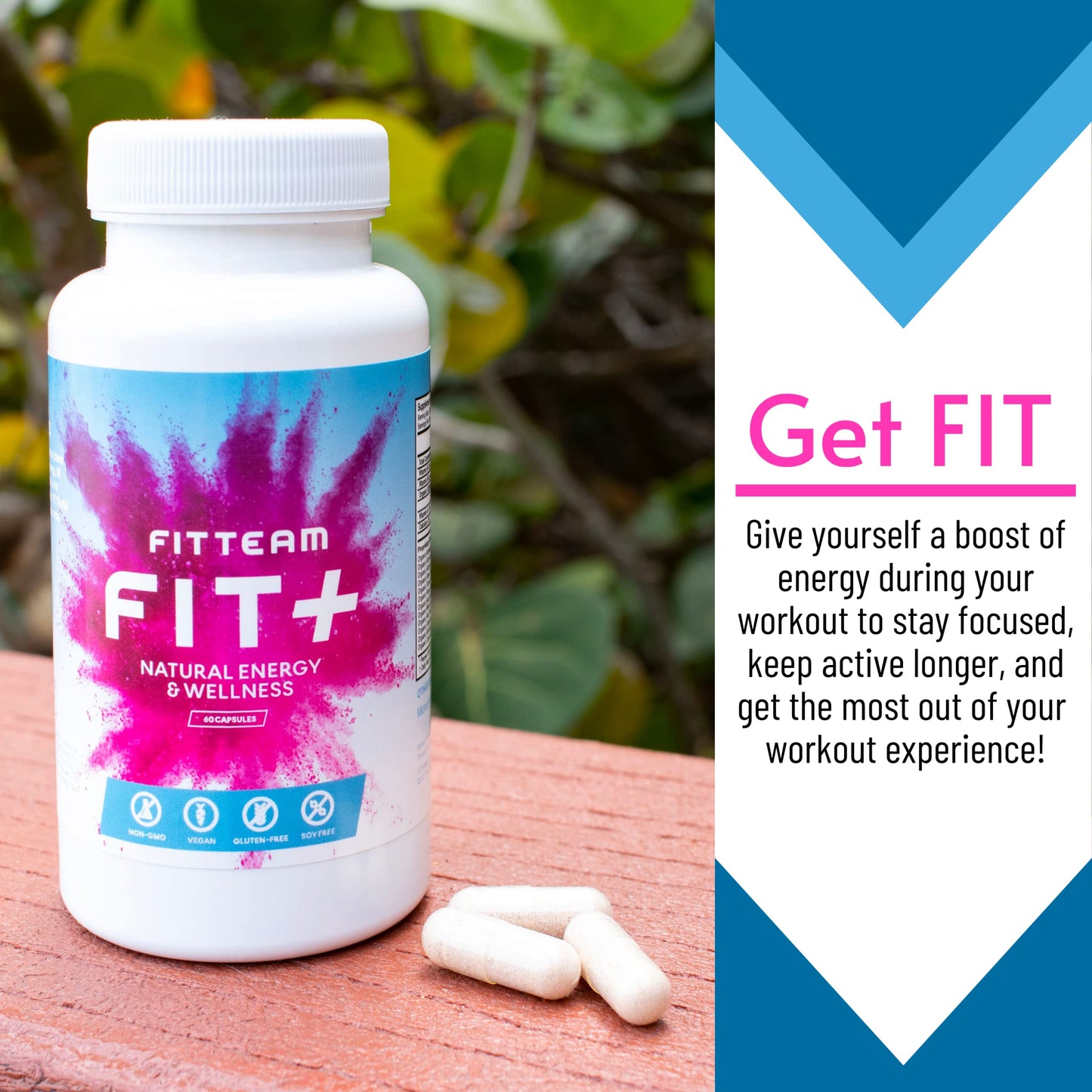 FITTEAM GLOBAL FIT Plus Organic Energy and Wellness Capsules, 60 Count