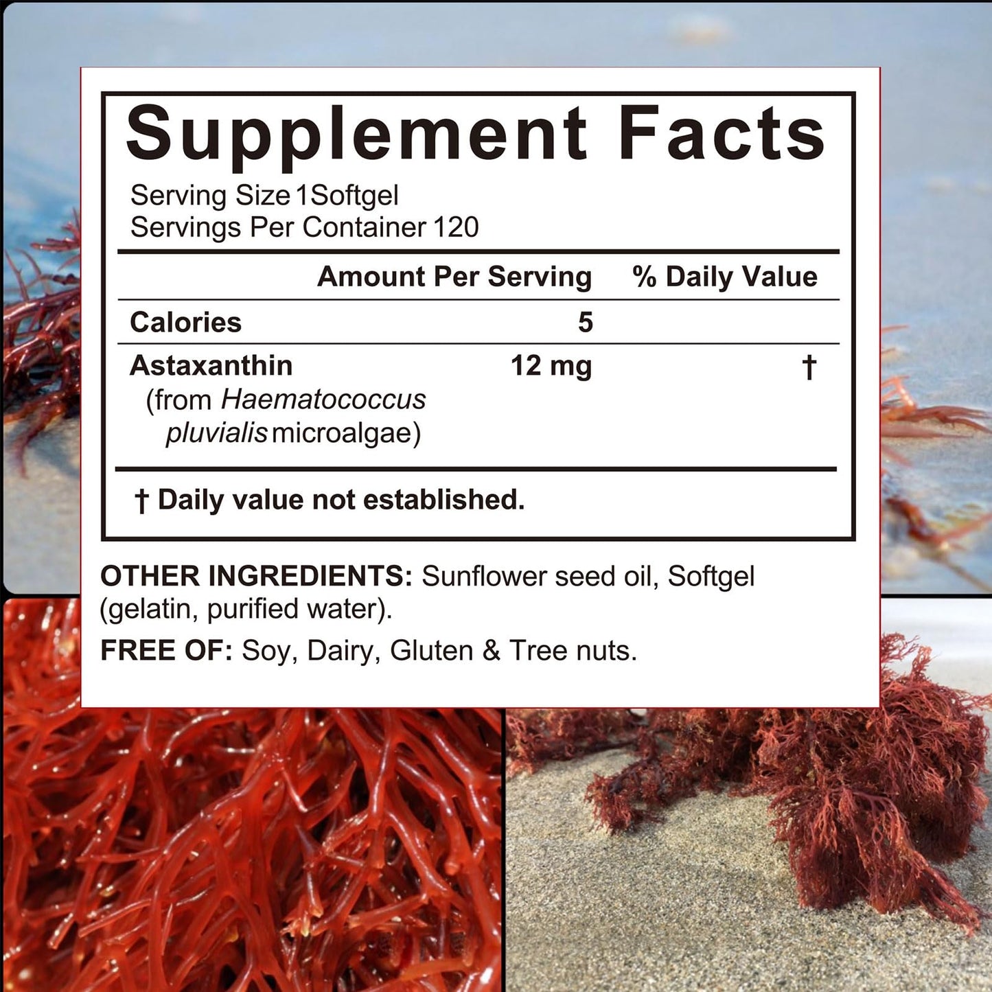Axathibllu Astaxanthin 12mg Softgels, 120 Count