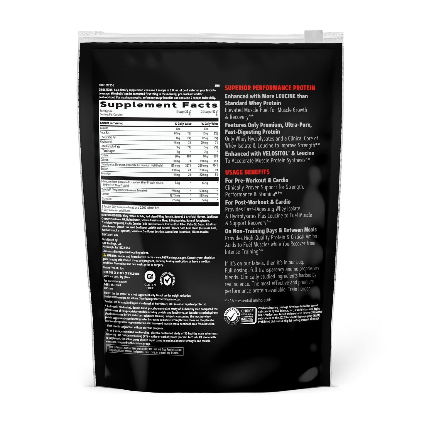 GNC AMP Wheybolic Clinically Proven Protein Powder Cookies and Cream, 10 Servings
