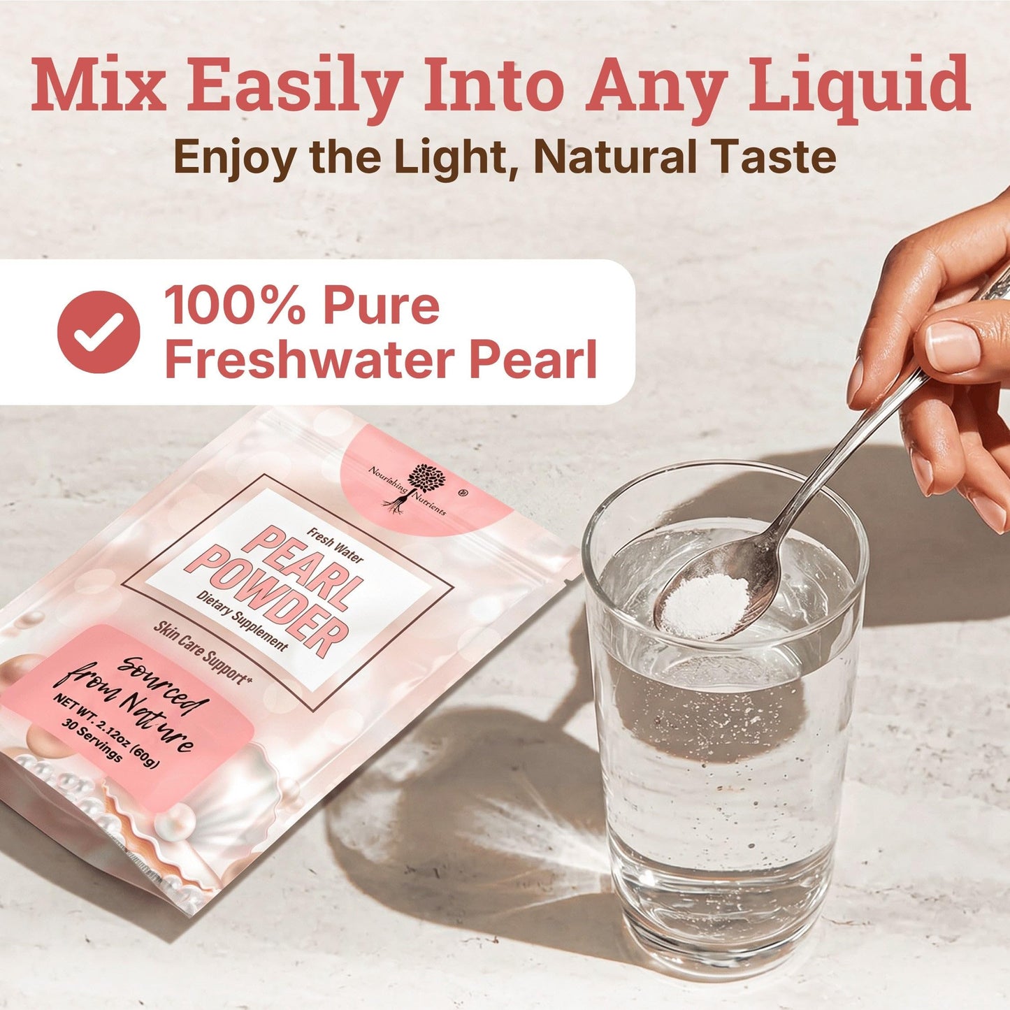 Nourishing Nutrients 4-in-1 Pearl Powder Organic Quality for Teeth, Eyes, DIY Masks & Drink Powder 2.12 oz