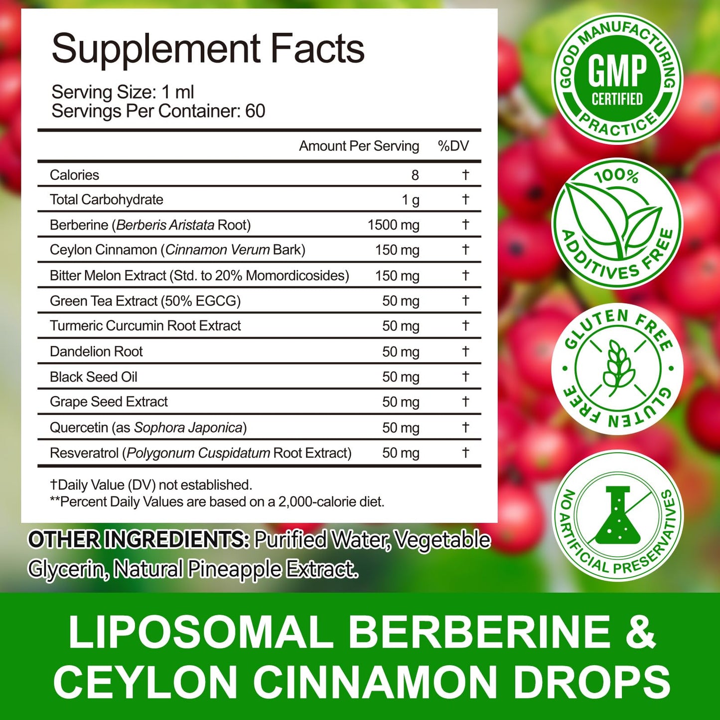 Nyloriaine Berberine Supplement Capsule 120 Count
