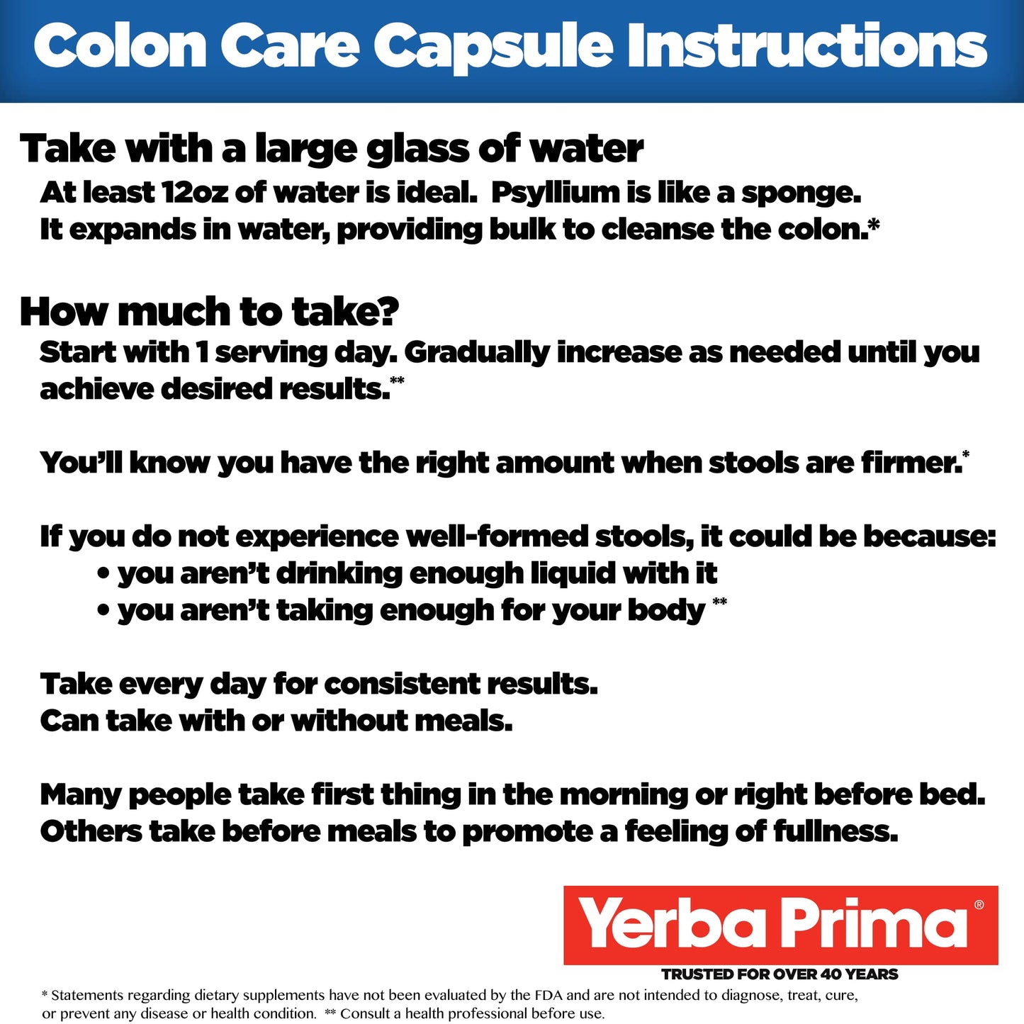 Yerba Prima Prebiotics Colon Care Fiber Capsule, 180 Capsules