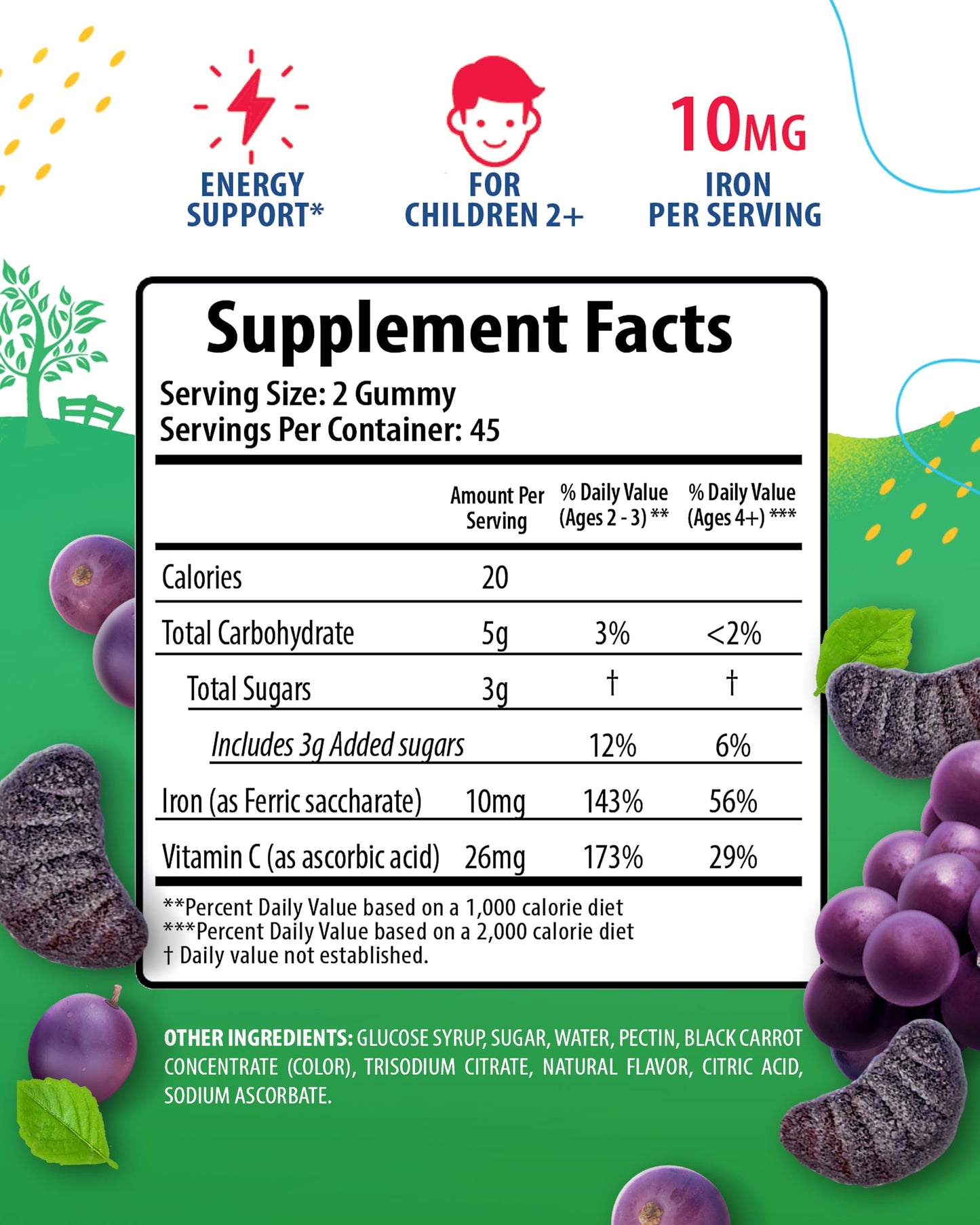 Sunny Sam Iron & Magnesium Gummies for Kids & Adults, 60 Count