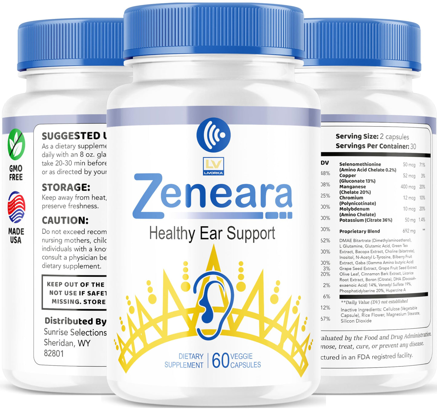 LIVORKA Zeneara Healthy Ear Support Supplement 300 Capsules