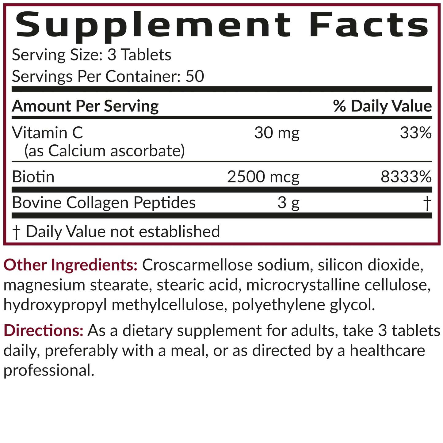 Futurebiotics Collagen Peptides with Biotin & Vitamin C Complex 3-in-1 Formula for Hair, Skin & Nails Support Non-GMO 150 Tablets