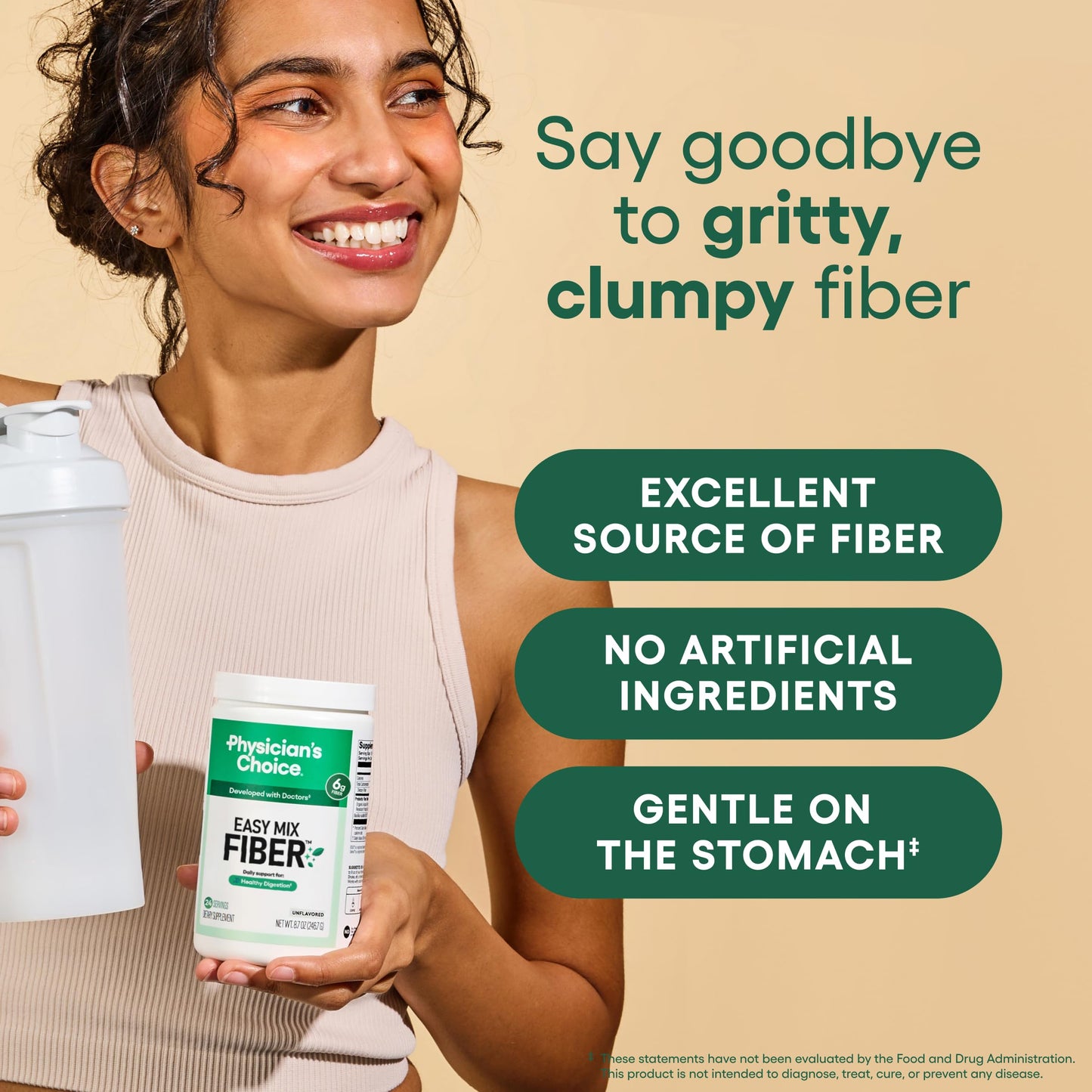 Physician's CHOICE Easy Mix Fiber for Digestive Health & Regularity Powder 5.7 oz