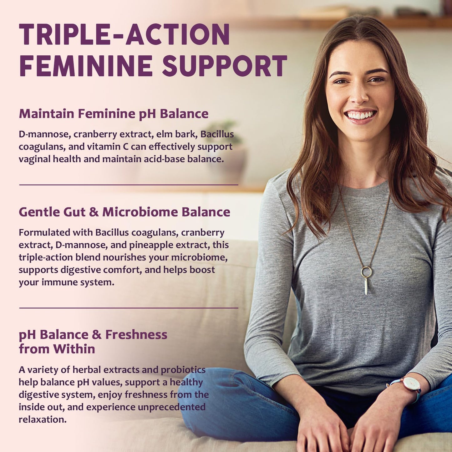 LUCNVEM Feminine Balance Probiotic Gummies, 60 Count