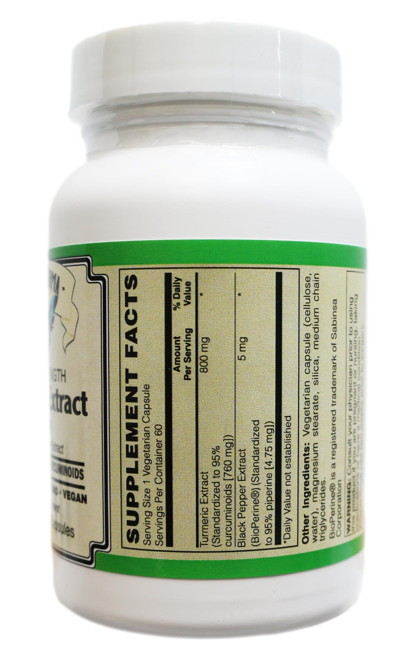 AlchePharma Extra Strength Turmeric 800 mg with BioPerine Capsule, 1 Count