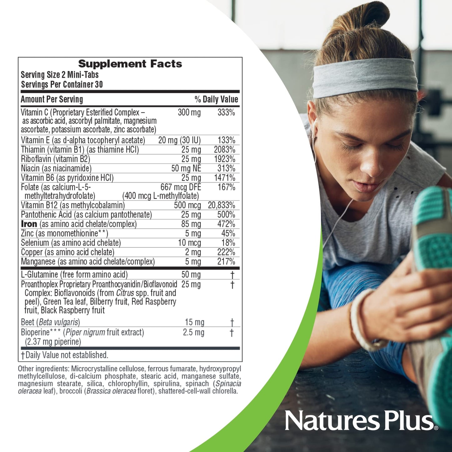 NaturesPlus Hema-Plex Iron Slow-Release Mini-Tabs 85 mg Chelated Iron Total Blood Health with Vitamin C & Bioflavonoids, Vegan, Gluten Free, 60 Tablets