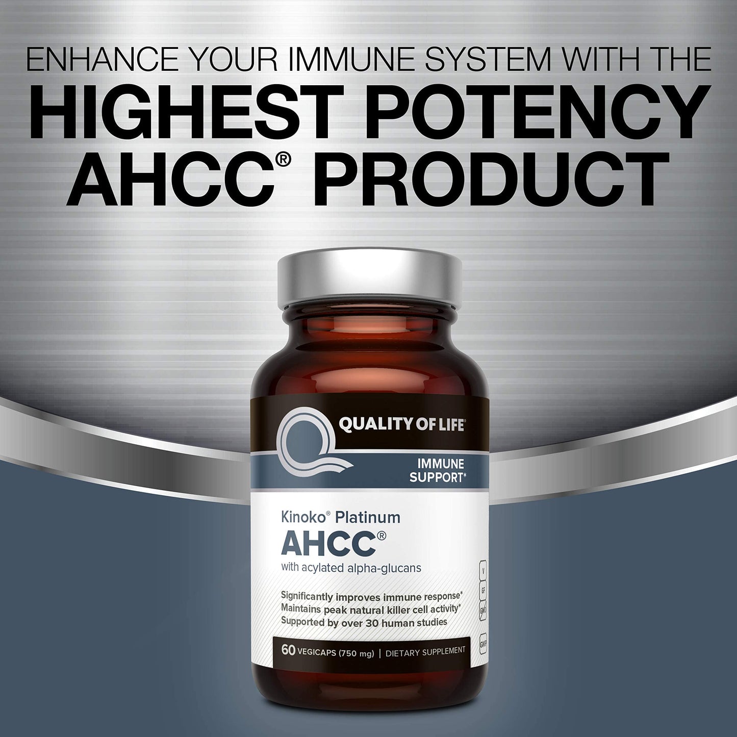Quality of Life Kinoko Platinum AHCC Mushroom Extract and Microactive Curcumin SR Immune Bundle 2 Capsules